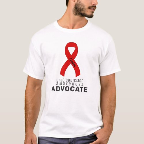 Drug Addiction Awareness Ribbon White Mens T_Shirt