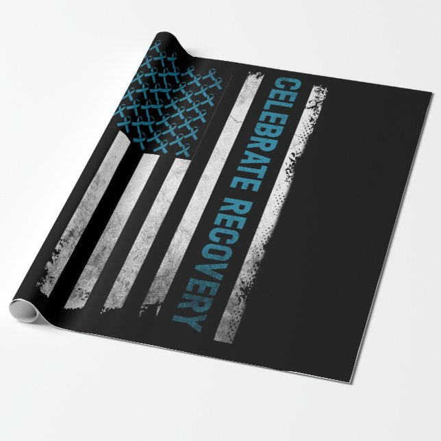 Drug Alcohol Addiction Recovery Celebrate Recovery Wrapping Paper (Unrolled)