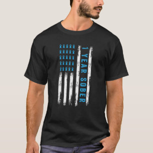 Drug Alcohol Addiction Recovery One Year Sober Usa T-Shirt