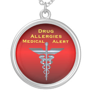 Drug Allergies Medical Alert Asclepius Caduceus Ne Silver Plated Necklace