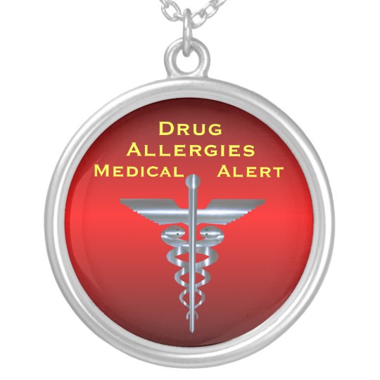 Drug Allergies Medical Alert Asclepius Caduceus Ne Silver Plated Necklace