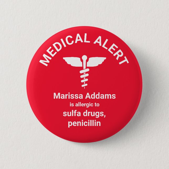 Drug Allergy Medical Alert Button (Front)