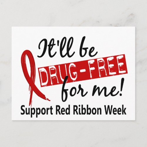 Drug_Free For Me Red Ribbon Week Postcard