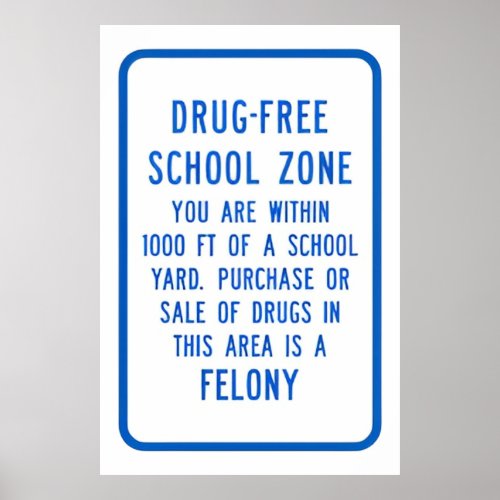 Drug Free For School blue Poster