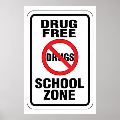Drug Free For School white Poster