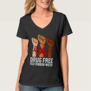Drug Free Red Ribbon Week Awareness Hand We Wear R T-Shirt