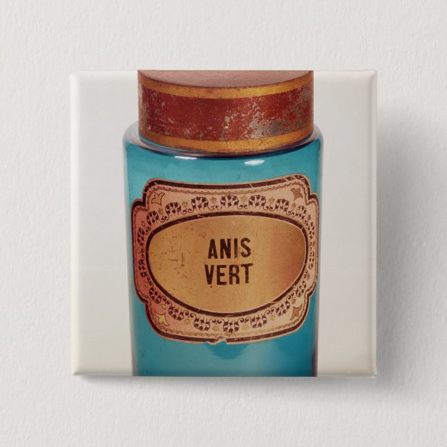 Drug Jar, with label for Anis Vert, c.1860 Pinback Button (Front)