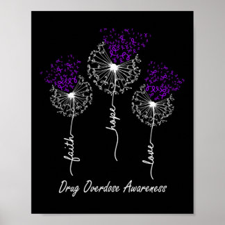 Drug Overdose Awareness Faith Hope Love Dandelion Poster