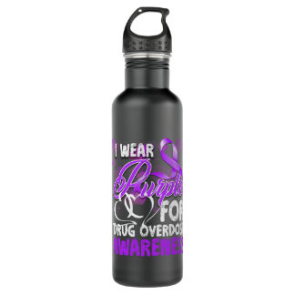 Drug Overdose Awareness I Wear Purple Stainless Steel Water Bottle