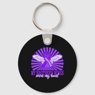 Drug Overdose Awareness My Brother's Wings Purple  Keychain