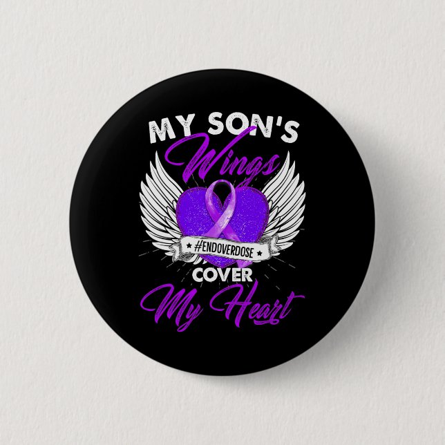 Drug Overdose Awareness  Purple Ribbon gifts  Button (Front)