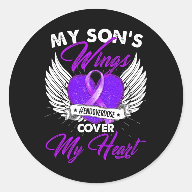 Drug Overdose Awareness  Purple Ribbon gifts  Classic Round Sticker (Front)