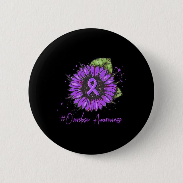 Drug Overdose Awareness Ribbon Drug Addiction Cris Button (Front)