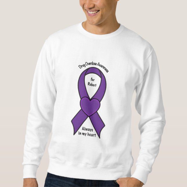 Drug Overdose Awareness Ribbon Name Customizable Sweatshirt (Front)