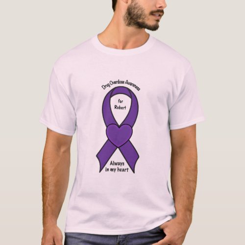 Drug Overdose Awareness Ribbon Name Customizable T_Shirt