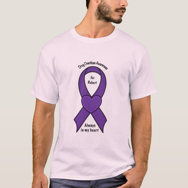 Drug Overdose Awareness Ribbon Name Customizable T-Shirt (Front)