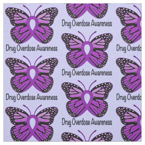 Drug Overdose Butterfly Awareness Ribbon Fabric
