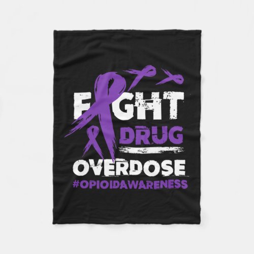 Drug Overdose Pruple Ribbon Opioid Overdose Awaren Fleece Blanket