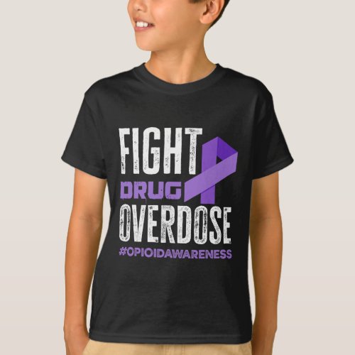 Drug Overdose Pruple Ribbon Opioid Overdose Awaren T_Shirt