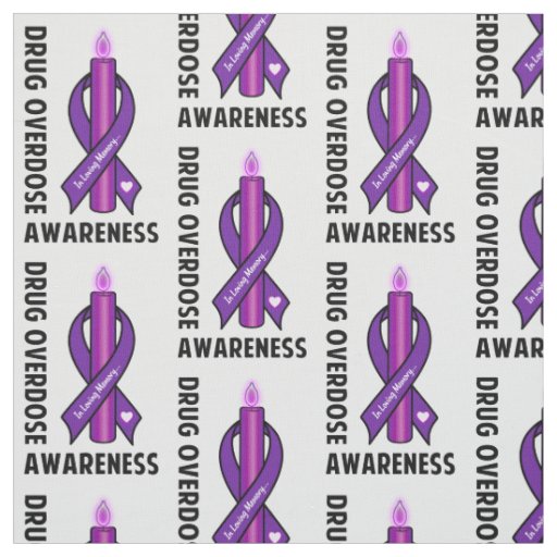 Drug Overdose: Purple Awareness Ribbon Fabric