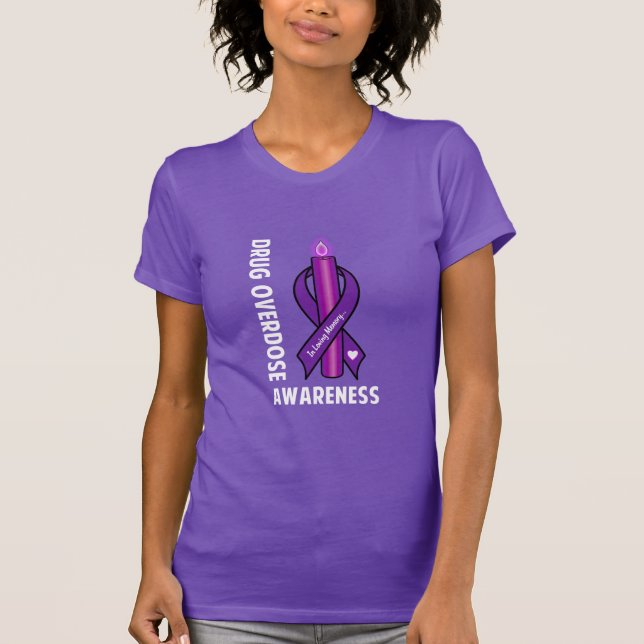 Drug Overdose: Purple Awareness Ribbon T-Shirt (Front)