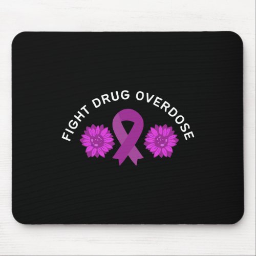 Drug Overdose Purple Ribbon Floral Flower Design  Mouse Pad