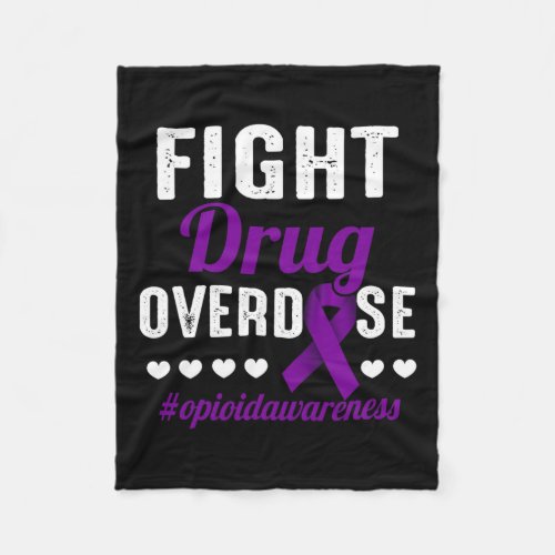 Drug Overdose Purple Ribbon Opioid Overdose Awaren Fleece Blanket