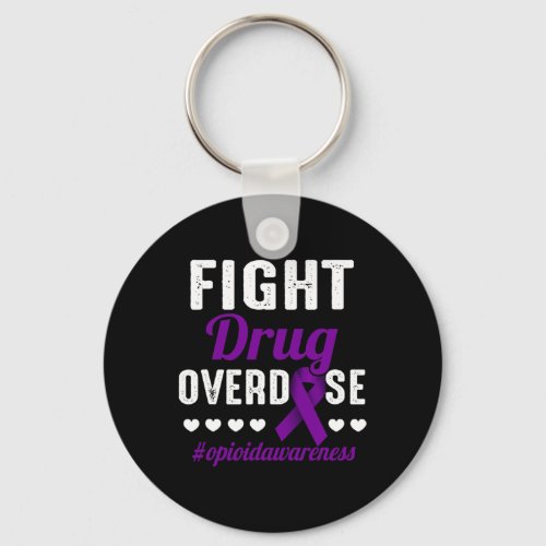 Drug Overdose Purple Ribbon Opioid Overdose Awaren Keychain