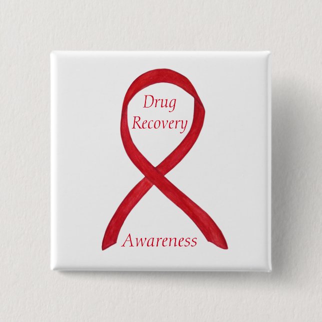Drug Recovery Awareness Ribbon Custom Pin (Front)