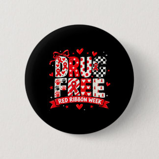 Drug Red Ribbon Week School Awareness Anti-Drug Button