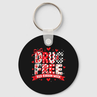 Drug Red Ribbon Week School Awareness Anti-Drug Keychain