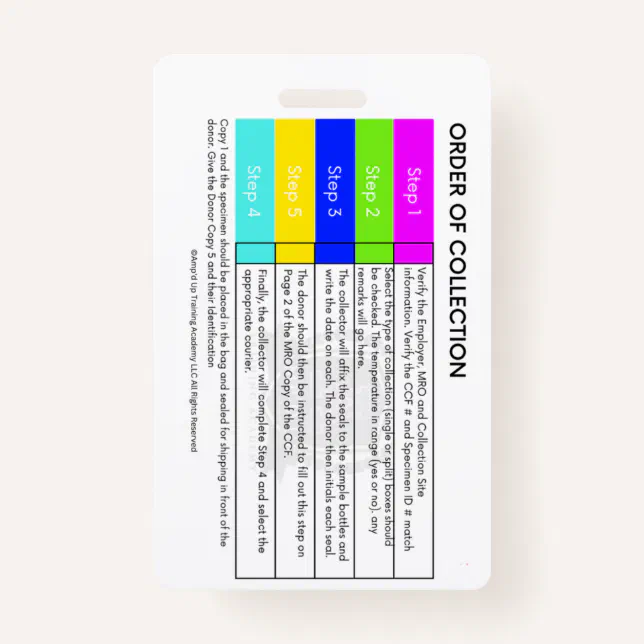Drug Testing Order Of Collection Vertical Badge | Zazzle