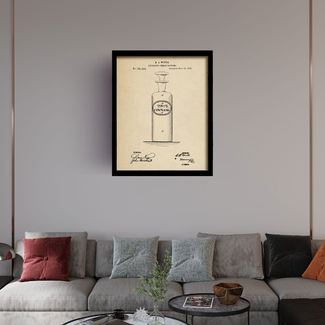 Druggists' shelf bottles medicine retro patent  framed art (Druggists' shelf bottles medicine retro patent framed art)