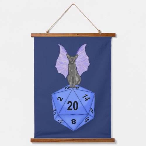 Druid cat Winged cat D20 Hanging Tapestry