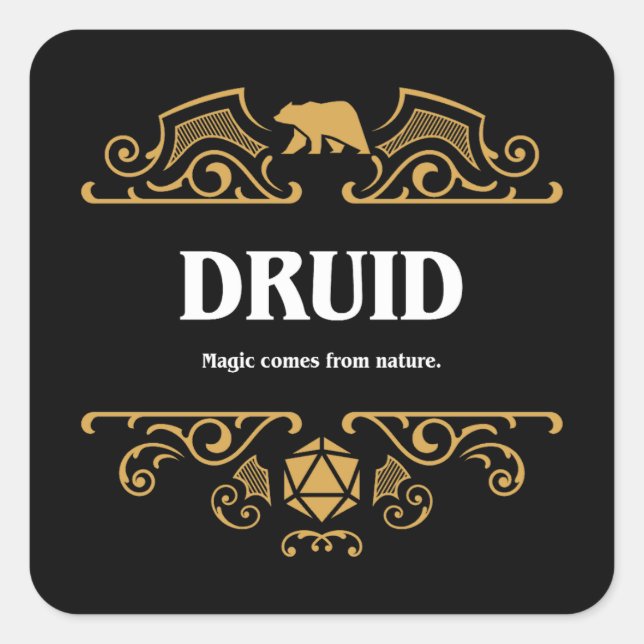 Druid Class Tabletop RPG Gaming Square Sticker (Front)