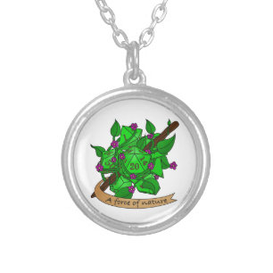 Druid Dice Design Silver Plated Necklace
