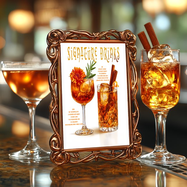 Druid Hills Wedding Signature Drinks Sign (Autumn Druid Hills Signature Drinks Menu )
