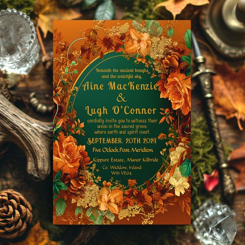 Druid_Inspired Autumn Elegance Celtic Wedding Invitation