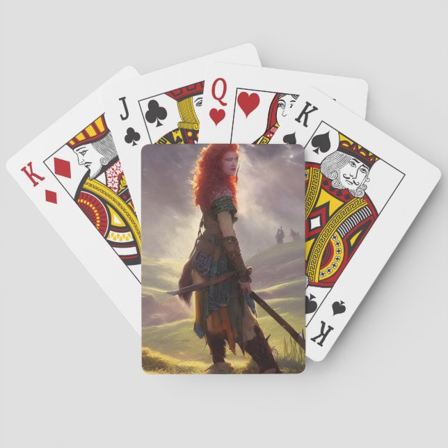 Druid Warrior Princess Fantasy Art  Poker Cards (Back)