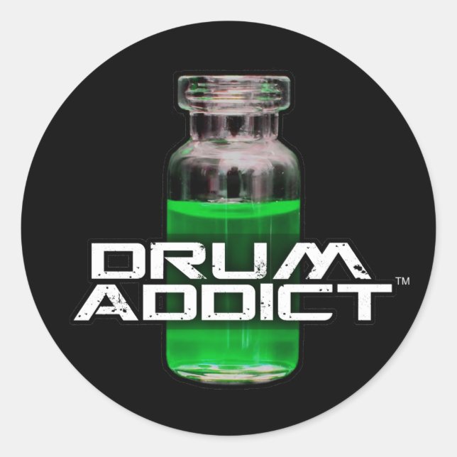Drum Addict Classic Round Sticker (Front)