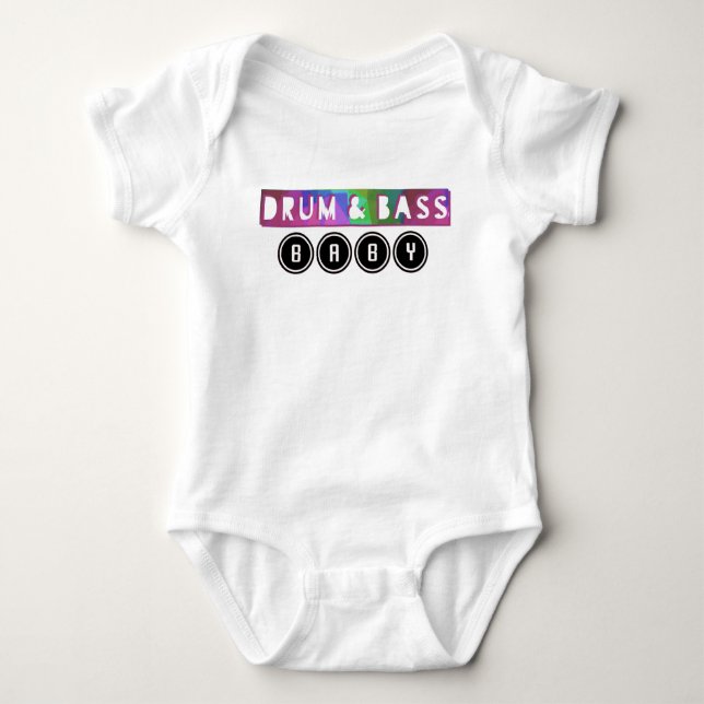 Drum and Bass Baby one-piece EDM music D.J. Deejay Bodysuit (Front)