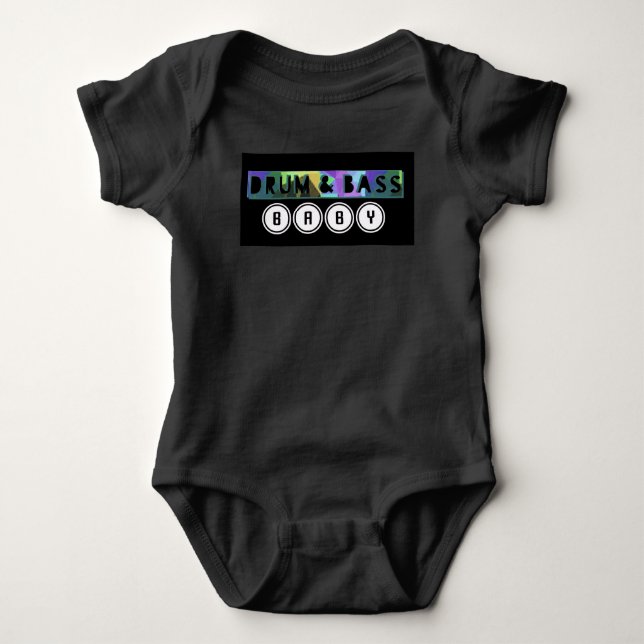 Drum and Bass Baby one-piece EDM music D.J. Deejay Bodysuit (Front)