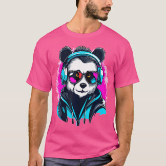 Drum And Bass Festival Cyberpunk Rave Panda T-Shirt