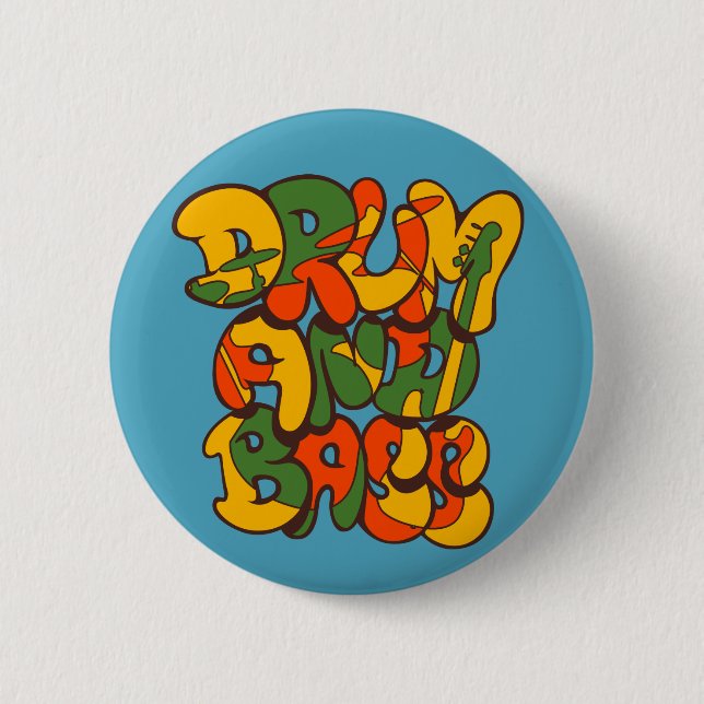 drum and bass reggae color - logo, graffiti, sign button (Front)