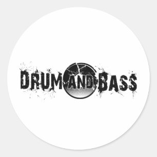 Drum and Bass Shattered Record Classic Round Sticker