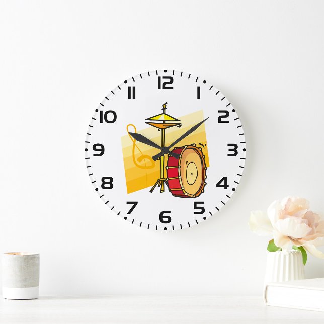 Drum and Cymbal Music Percussion Art Large Clock (Creator Uploaded)