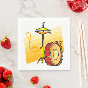 Drum and Cymbal Music Percussion Art Napkins
