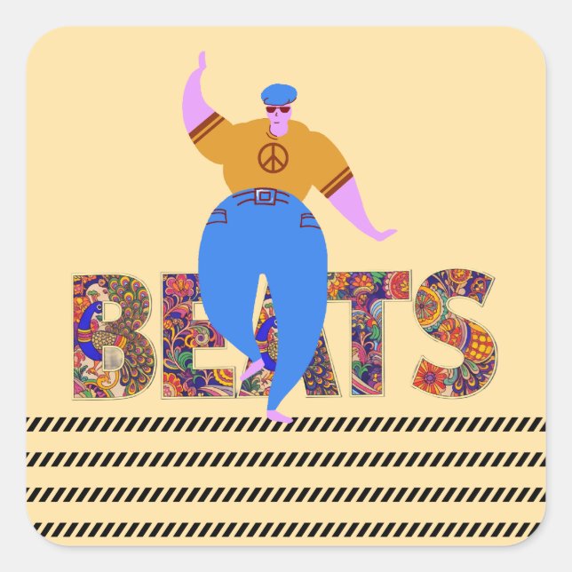 drum beats square sticker (Front)