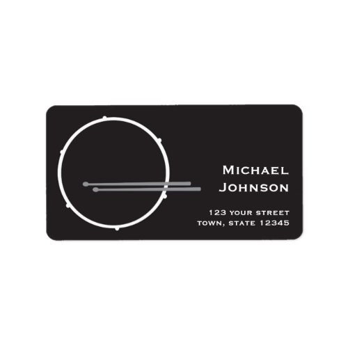 Drum Black and White Minimal Cool Return Address Label