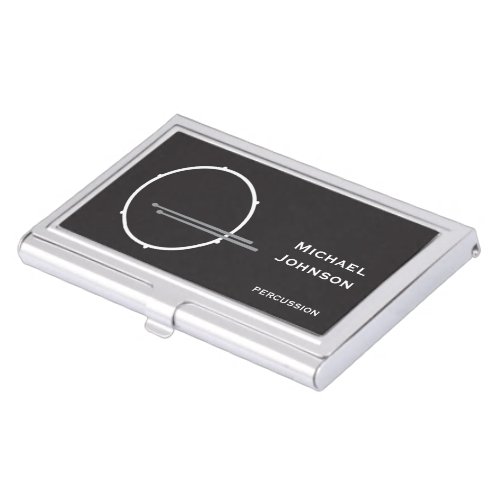 Drum Black and White Modern Music Professional Business Card Case